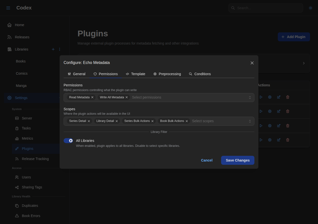Config Modal - Permissions