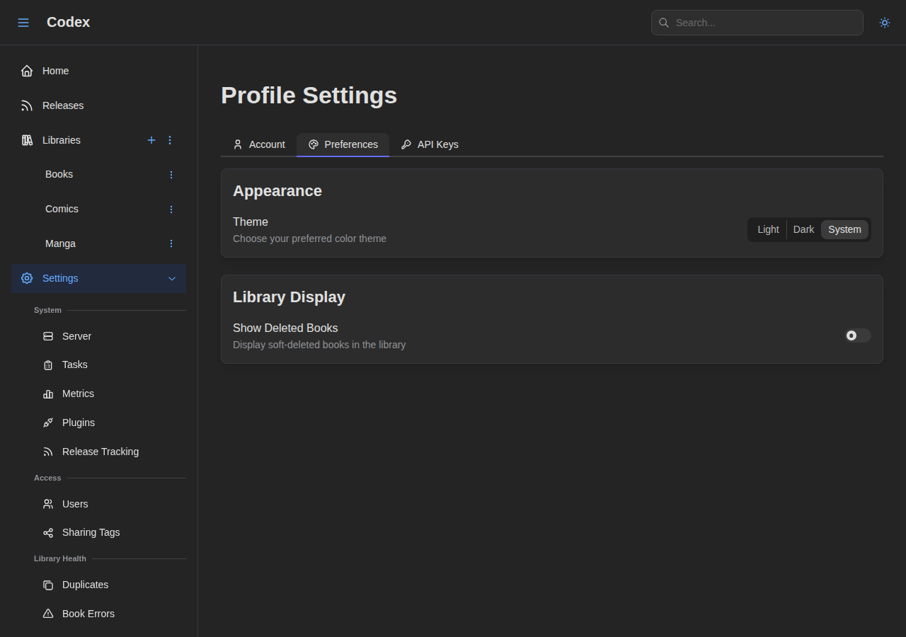 Profile - Preferences